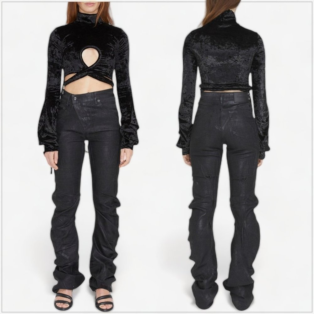 Ottolinger Drape Denim Pants Paint Black Jeans Draped Designer NEW NWOT XL
